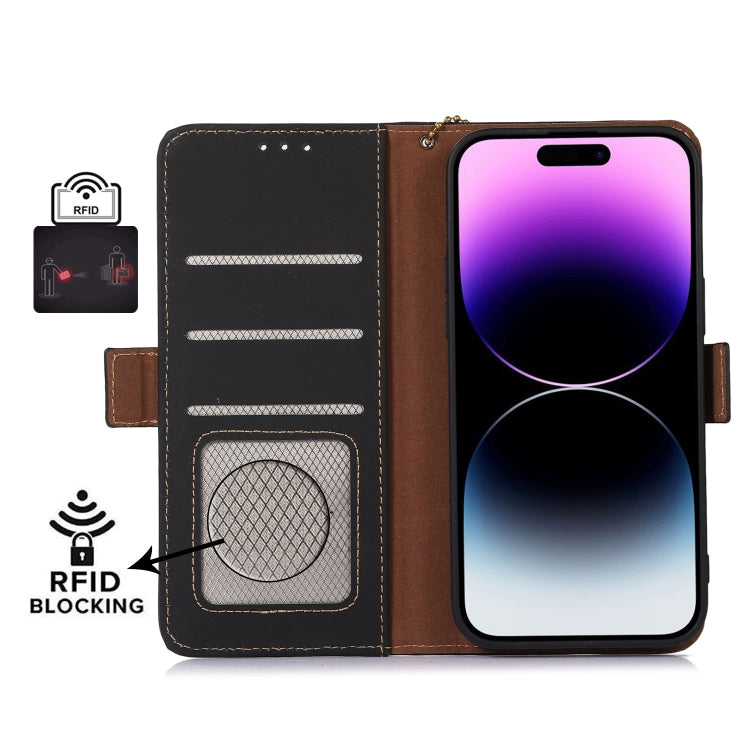 For Honor X7a 4G Genuine Leather Magnetic RFID Leather Phone Case(Black) - Honor Cases by PMC TechLife | Online Shopping South Africa | PMC TechLife | Buy Now Pay Later Mobicred