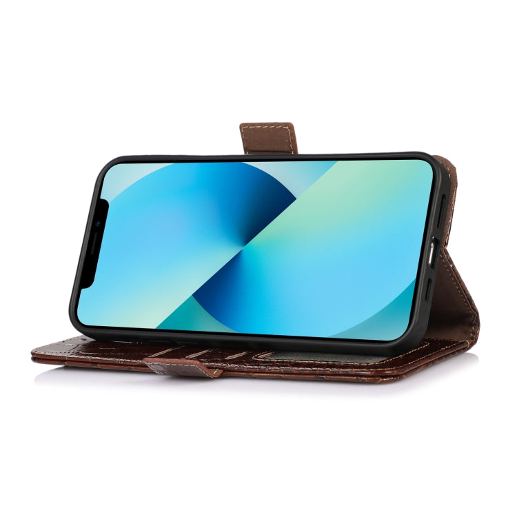 For OnePlus Ace 2 5G Crocodile Top Layer Cowhide Leather Phone Case(Brown) - OnePlus Cases by PMC TechLife | Online Shopping South Africa | PMC TechLife | Buy Now Pay Later Mobicred