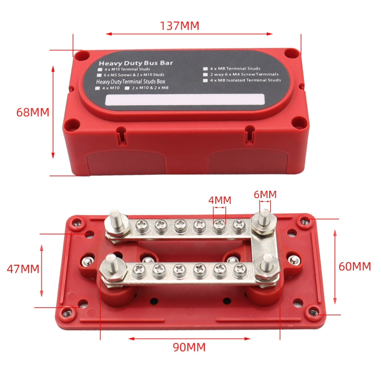 CP-3087-02 100A 48V 12-way M6 Terminal Busbar(Red) - Booster Cable & Clip by PMC TechLife | Online Shopping South Africa | PMC TechLife | Buy Now Pay Later Mobicred
