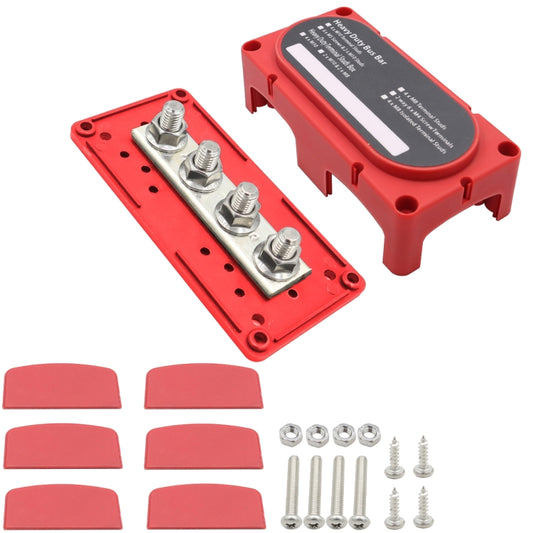 CP-3088-02 300A 48V 4-way M10 Terminal Busbar(Red) - Booster Cable & Clip by PMC Jewellery | Online Shopping South Africa | PMC Jewellery | Buy Now Pay Later Mobicred