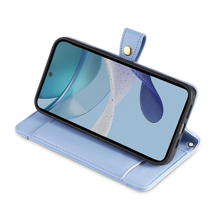 For OnePlus Ace 2/11R Sheep Texture Cross-body Zipper Wallet Leather Phone Case(Blue) - OnePlus Cases by PMC TechLife | Online Shopping South Africa | PMC TechLife | Buy Now Pay Later Mobicred