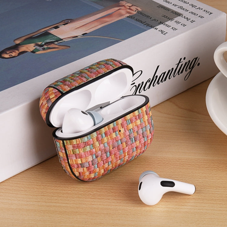 For AirPods Pro 2 PC Woven Leather Skin Earphone Case(Light Yellow) - For AirPods Pro 2 by PMC Jewellery | Online Shopping South Africa | PMC Jewellery | Buy Now Pay Later Mobicred
