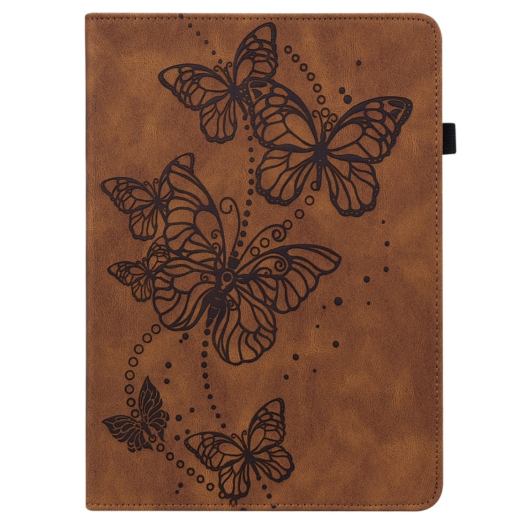 For Lenovo Tab M9 Embossed Butterfly Pattern Leather Tablet Case(Brown) - Lenovo by PMC TechLife | Online Shopping South Africa | PMC TechLife | Buy Now Pay Later Mobicred