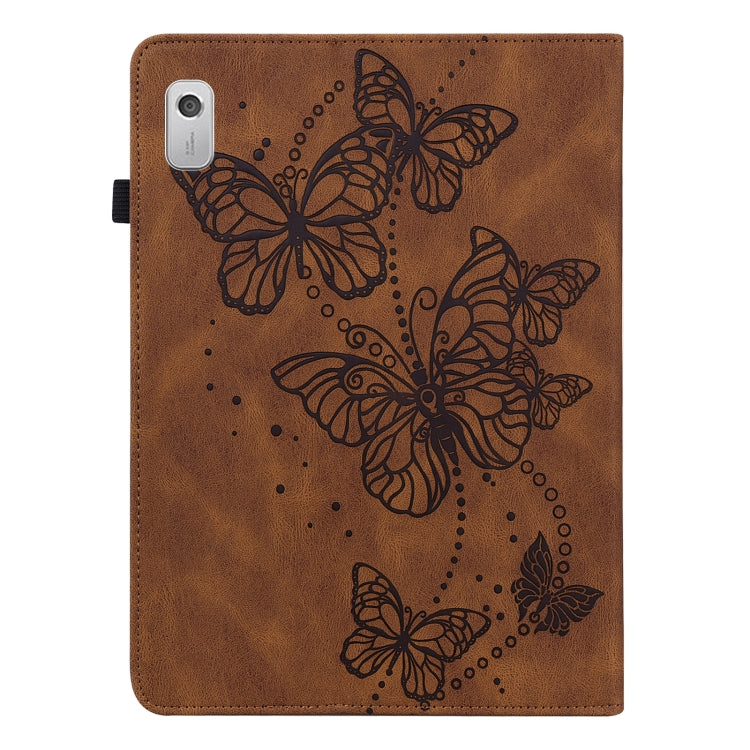 For Lenovo Tab M9 Embossed Butterfly Pattern Leather Tablet Case(Brown) - Lenovo by PMC TechLife | Online Shopping South Africa | PMC TechLife | Buy Now Pay Later Mobicred