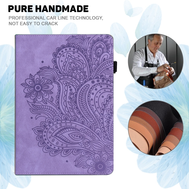 For Huawei MatePad SE 10.4 2022 Peacock Embossed Pattern Leather Tablet Case(Purple) - Huawei by PMC TechLife | Online Shopping South Africa | PMC TechLife | Buy Now Pay Later Mobicred