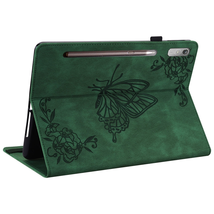 For Lenovo Tab P11 Pro Gen 2 11.2 Butterfly Flower Embossed Leather Tablet Case(Green) - Lenovo by PMC TechLife | Online Shopping South Africa | PMC TechLife | Buy Now Pay Later Mobicred