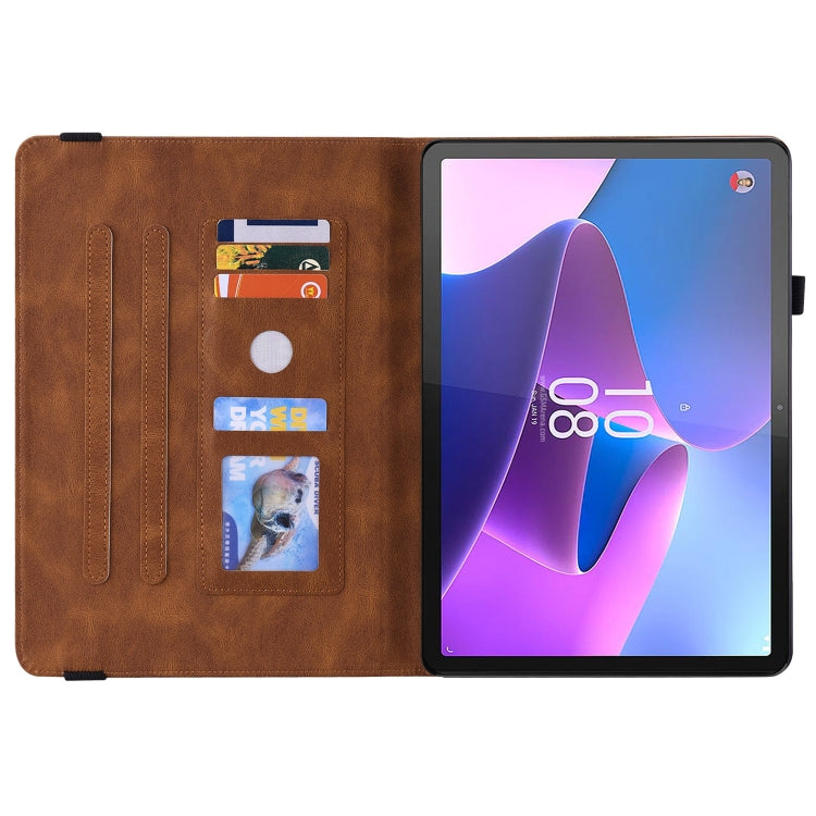 For Lenovo Tab P11 Pro Gen 2 11.2 Butterfly Flower Embossed Leather Tablet Case(Brown) - Lenovo by PMC TechLife | Online Shopping South Africa | PMC TechLife | Buy Now Pay Later Mobicred