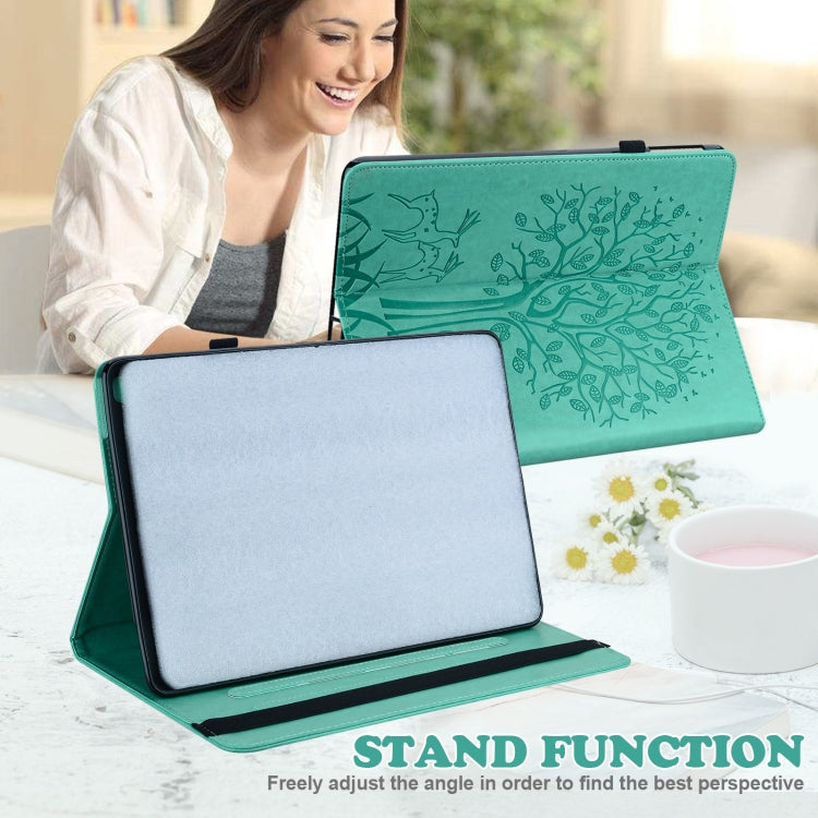 For Lenovo Tab P11 Pro Gen 2 Tree & Deer Pattern Embossed Leather Tablet Case(Green) - Lenovo by PMC TechLife | Online Shopping South Africa | PMC TechLife | Buy Now Pay Later Mobicred