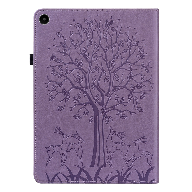 For Huawei MatePad SE 10.4 2022 Tree & Deer Pattern Embossed Leather Tablet Case(Purple) - Huawei by PMC Jewellery | Online Shopping South Africa | PMC Jewellery