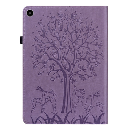 For Huawei MatePad SE 10.4 2022 Tree & Deer Pattern Embossed Leather Tablet Case(Purple) - Huawei by PMC Jewellery | Online Shopping South Africa | PMC Jewellery