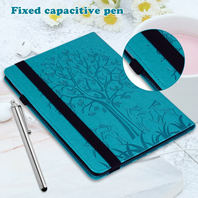 For Huawei MatePad SE 10.4 2022 Tree & Deer Pattern Embossed Leather Tablet Case(Blue) - Huawei by PMC TechLife | Online Shopping South Africa | PMC TechLife | Buy Now Pay Later Mobicred