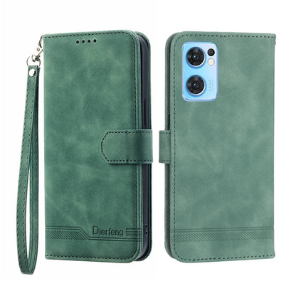 For OPPO Reno7 5G Dierfeng Dream Line Leather Phone Case(Green) - OPPO Cases by PMC Jewellery | Online Shopping South Africa | PMC Jewellery | Buy Now Pay Later Mobicred