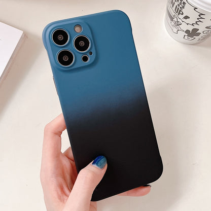 For iPhone 11 Frameless Skin Feel Gradient Phone Case(Blue + Black) - iPhone 11 Cases by PMC Jewellery | Online Shopping South Africa | PMC Jewellery | Buy Now Pay Later Mobicred