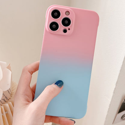 For iPhone 11 Frameless Skin Feel Gradient Phone Case(Pink + Light Blue) - iPhone 11 Cases by PMC Jewellery | Online Shopping South Africa | PMC Jewellery | Buy Now Pay Later Mobicred