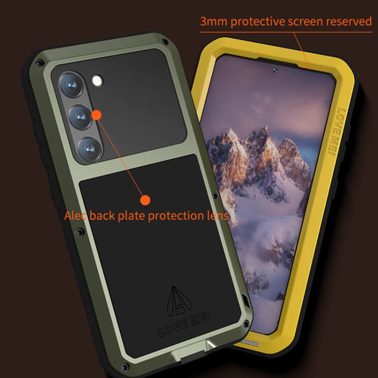 For Samsung Galaxy S23 5G LOVE MEI Metal Shockproof Life Waterproof Dustproof Phone Case(Yellow) - Galaxy S23 5G Cases by LOVE MEI | Online Shopping South Africa | PMC Jewellery