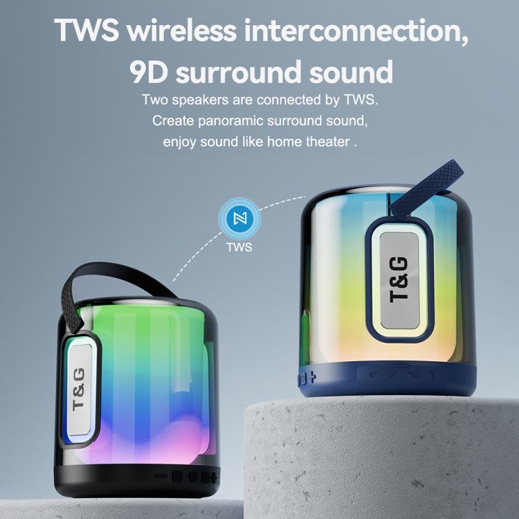 T&G TG376 360 Degree Full Screen LED Light RGB Multicolor Wireless Bluetooth Speaker Subwoofer(Grey) - free shipping - PMC Jewellery - Order now!