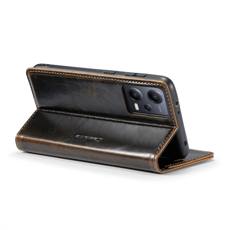 For Xiaomi Redmi Note 12 5G / Poco X5 CaseMe 003 Crazy Horse Texture Leather Phone Case(Coffee) - Xiaomi Cases by CaseMe | Online Shopping South Africa | PMC Jewellery | Buy Now Pay Later Mobicred