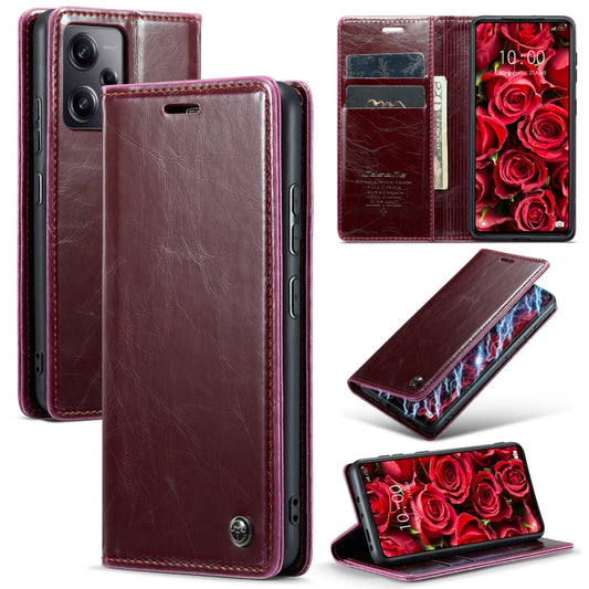 For Xiaomi Redmi Note 12 Pro 5G / Poco X5 Pro CaseMe 003 Crazy Horse Texture Leather Phone Case(Red) - Xiaomi Cases by CaseMe | Online Shopping South Africa | PMC Jewellery | Buy Now Pay Later Mobicred