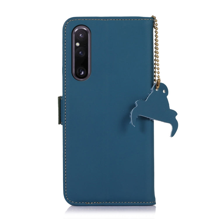 For Sony Xperia 1 V Genuine Leather Magnetic RFID Leather Phone Case(Blue) - Sony Cases by PMC TechLife | Online Shopping South Africa | PMC TechLife | Buy Now Pay Later Mobicred