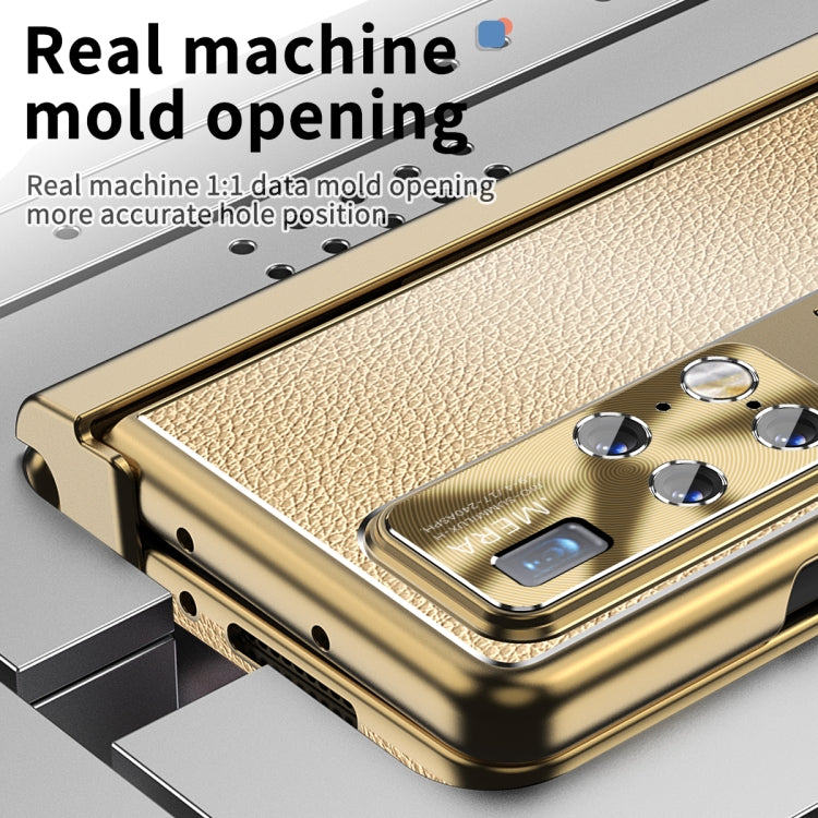 For Huawei Mate X2 Litchi Pattern Magnetic Shell Film Integrated Shockproof Phone Case(Champagne Gold) - Huawei Cases by PMC TechLife | Online Shopping South Africa | PMC TechLife | Buy Now Pay Later Mobicred
