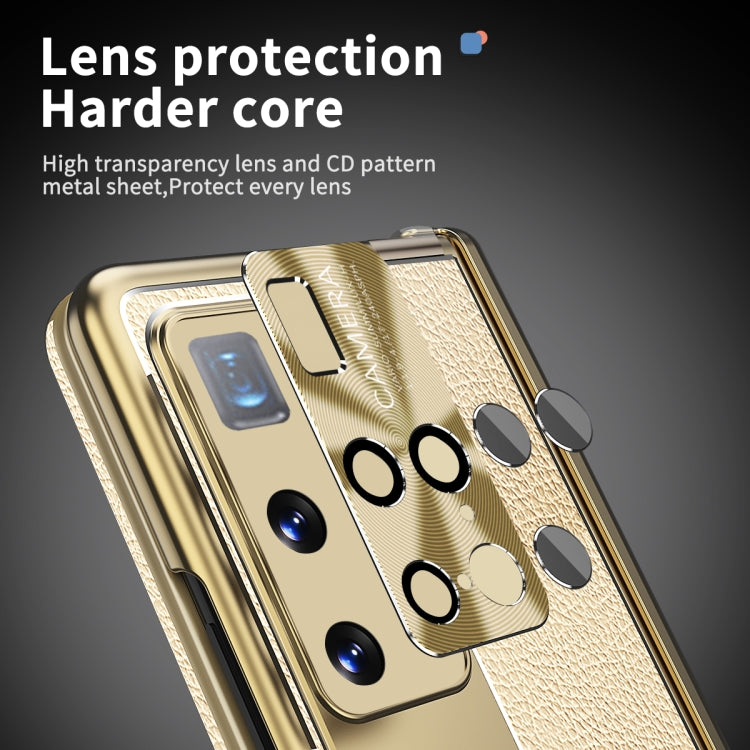 For Huawei Mate X2 Litchi Pattern Magnetic Shell Film Integrated Shockproof Phone Case(Champagne Gold) - Huawei Cases by PMC TechLife | Online Shopping South Africa | PMC TechLife | Buy Now Pay Later Mobicred