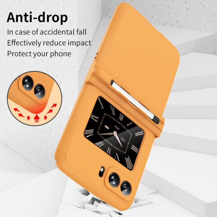 For Motorola Razr 2022 Macaron Three-piece Set Phone Case with Stylus(Orange) - Motorola Cases by PMC TechLife | Online Shopping South Africa | PMC TechLife | Buy Now Pay Later Mobicred