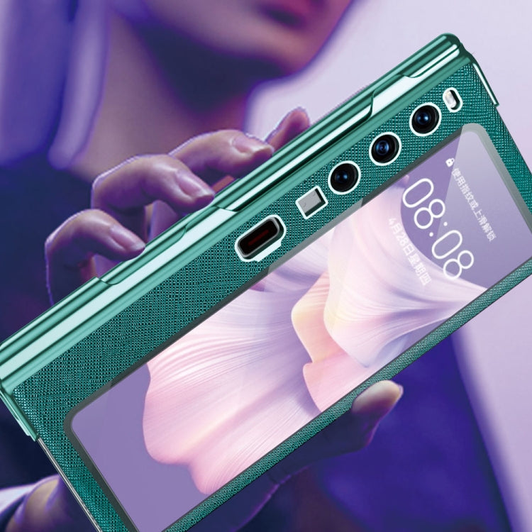 For Huawei Mate Xs 2 integrated Cross Pattern Electroplating All-inclusive Phone Case with Stand(Blue) - Huawei Cases by PMC TechLife | Online Shopping South Africa | PMC TechLife | Buy Now Pay Later Mobicred