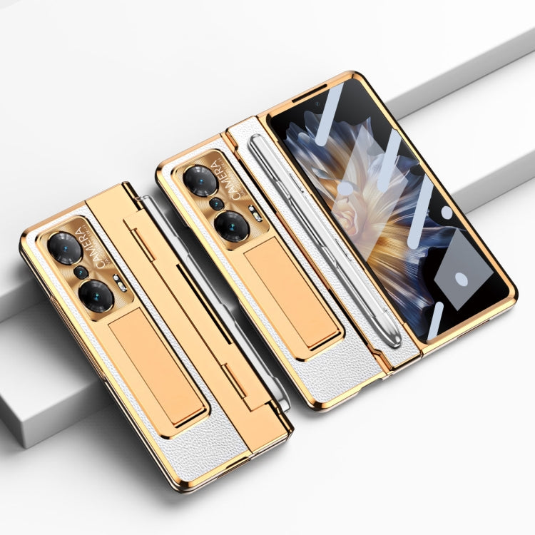 For Honor Magic Vs Integrated Full Coverage Hinge Phone Case with Stylus(Gold+White) - Honor Cases by PMC TechLife | Online Shopping South Africa | PMC TechLife | Buy Now Pay Later Mobicred