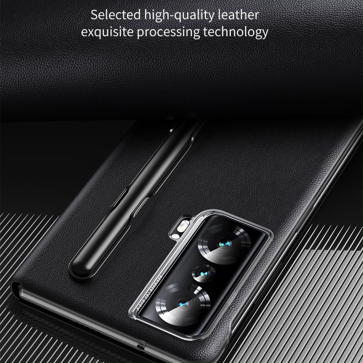 For Honor Magic Vs Side Window View Smart Lychee Texture Leather Phone Case with Pen Slot(Orange) - Honor Cases by PMC TechLife | Online Shopping South Africa | PMC TechLife | Buy Now Pay Later Mobicred