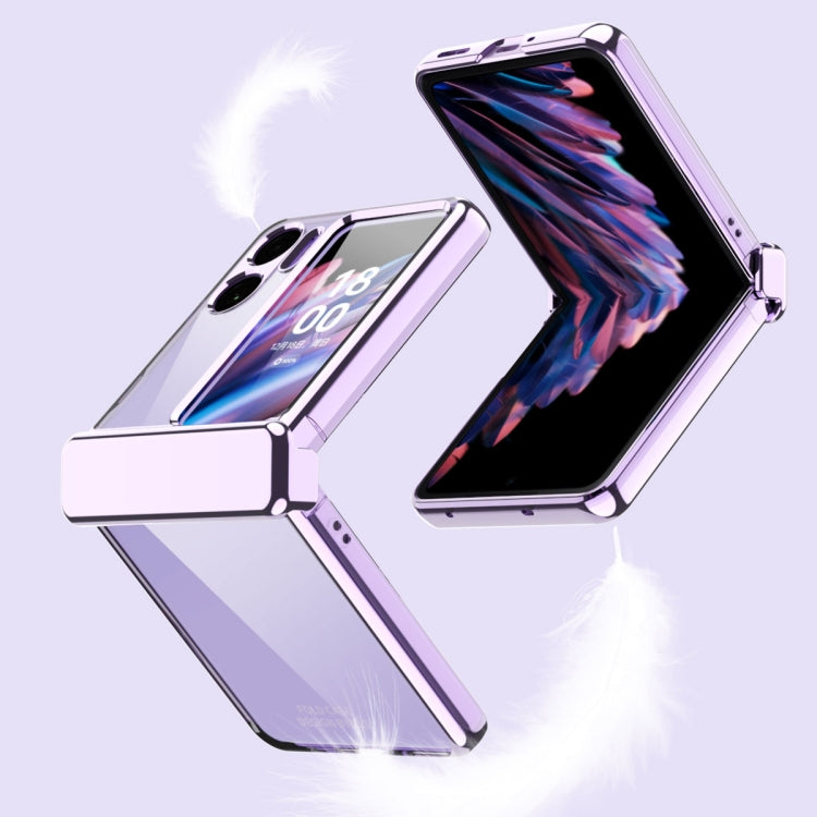 For OPPO Find N2 Flip Electroplating Frame Transparent Phone Case with Ring(Champagne Gold) - Find N2 Flip Cases by PMC TechLife | Online Shopping South Africa | PMC TechLife