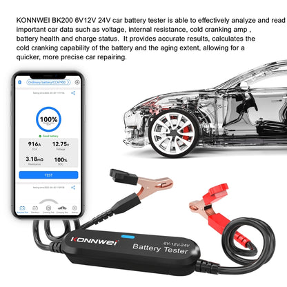 KONNWEI BK200 6V/12V/24V Car Bluetooth Battery Tester(Black) - Electronic Test by KONNWEI | Online Shopping South Africa | PMC Jewellery | Buy Now Pay Later Mobicred