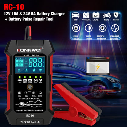 KONNWEI RC-10 2 inch Car Battery Charger Battery Pulse Repair Tool, Plug Type:UK Plug - Battery Charger by KONNWEI | Online Shopping South Africa | PMC Jewellery | Buy Now Pay Later Mobicred