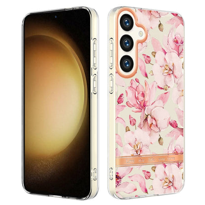 For Samsung Galaxy S24+ 5G Flowers and Plants Series IMD TPU Phone Case(Pink Gardenia) - Galaxy S24+ 5G Cases by PMC Jewellery | Online Shopping South Africa | PMC Jewellery