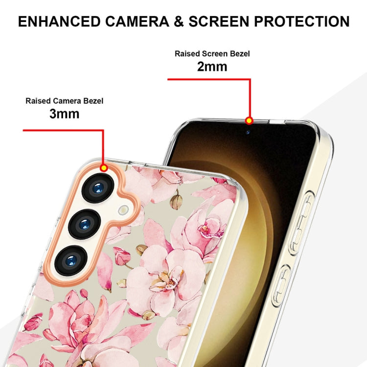 For Samsung Galaxy S24+ 5G Flowers and Plants Series IMD TPU Phone Case(Pink Gardenia) - Galaxy S24+ 5G Cases by PMC Jewellery | Online Shopping South Africa | PMC Jewellery