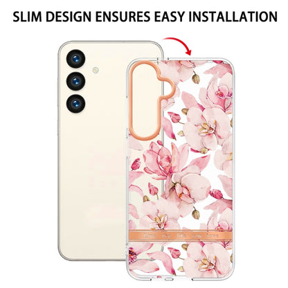 For Samsung Galaxy S24+ 5G Flowers and Plants Series IMD TPU Phone Case(Pink Gardenia) - Galaxy S24+ 5G Cases by PMC Jewellery | Online Shopping South Africa | PMC Jewellery