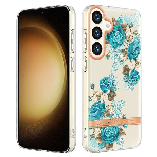 For Samsung Galaxy S24+ 5G Flowers and Plants Series IMD TPU Phone Case(Blue Rose) - Galaxy S24+ 5G Cases by PMC Jewellery | Online Shopping South Africa | PMC Jewellery