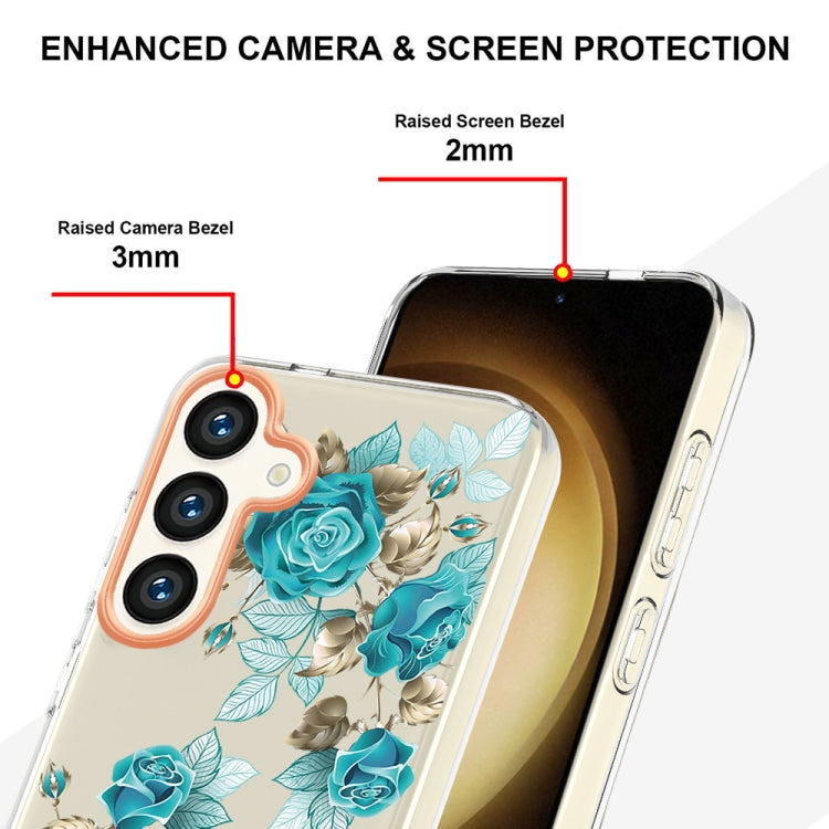 For Samsung Galaxy S24+ 5G Flowers and Plants Series IMD TPU Phone Case(Blue Rose) - Galaxy S24+ 5G Cases by PMC Jewellery | Online Shopping South Africa | PMC Jewellery