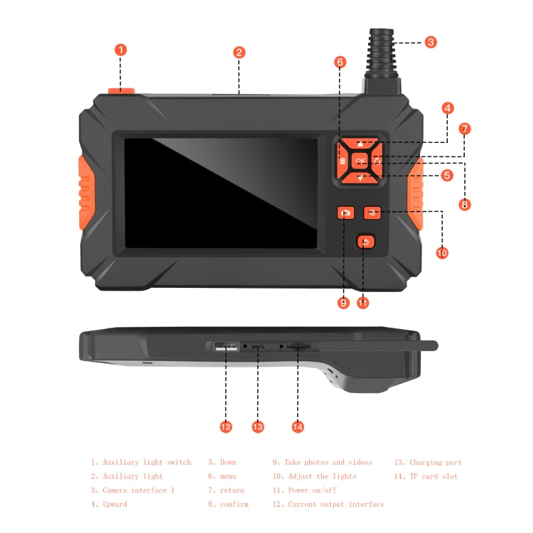 P130 14mm 4.3 inch Single Camera with Screen Endoscope, Length:10m - free shipping - PMC TechLife - Order now!