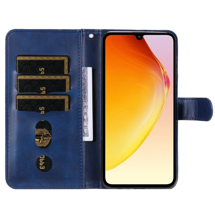 For vivo V25 5G/V25e 4G Calf Texture Zipper Leather Phone Case(Blue) - vivo Cases by PMC TechLife | Online Shopping South Africa | PMC TechLife