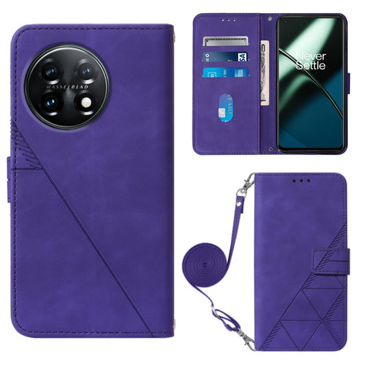 For OnePlus 11 Crossbody 3D Embossed Flip Leather Phone Case(Purple) - OnePlus Cases by PMC Jewellery | Online Shopping South Africa | PMC Jewellery