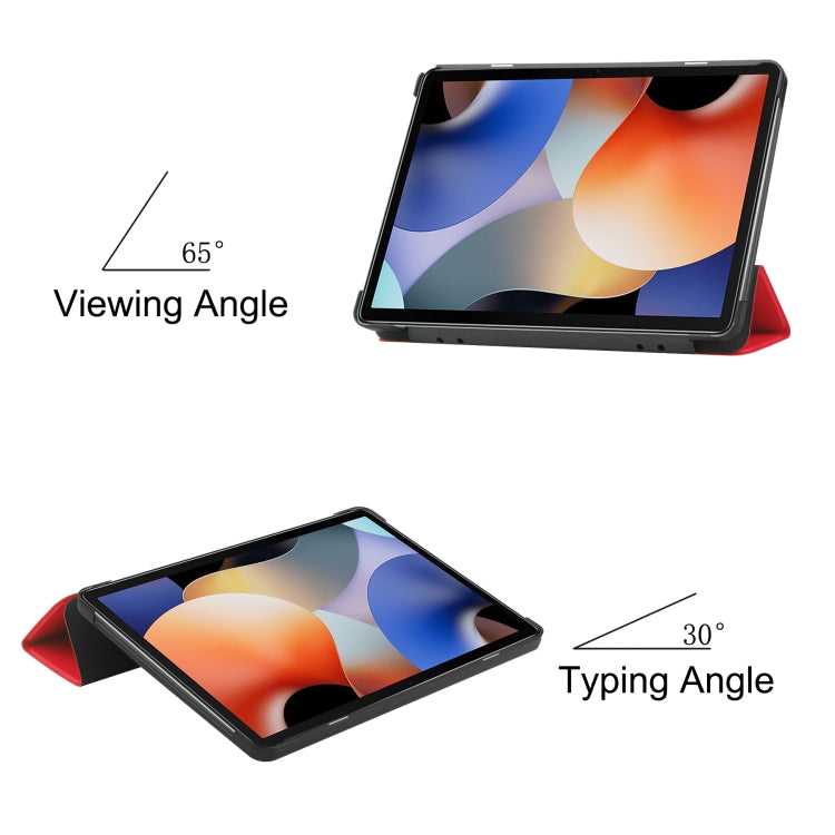 For Blackview Oscal Pad 10 Custer Pure Color 3-Fold Holder Smart Leather Tablet Case(Red) - free shipping - PMC TechLife - Order now!