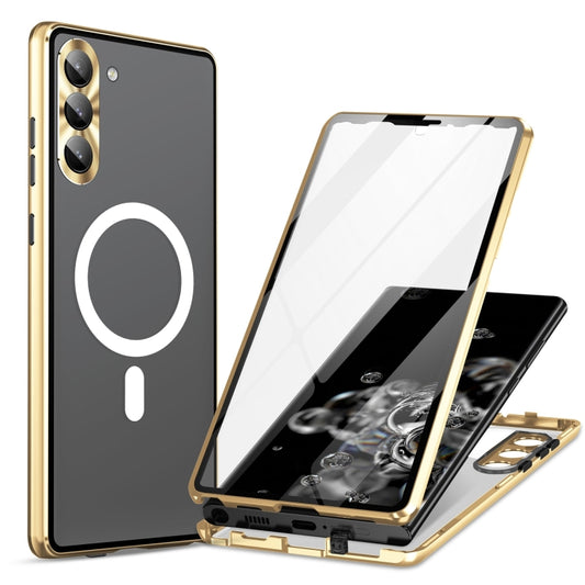 For Samsung Galaxy S24 5G HD Full Cover Magsafe Magnetic Metal Tempered Glass Phone Case(Gold) - Galaxy S24 5G Cases by PMC Jewellery | Online Shopping South Africa | PMC Jewellery | Buy Now Pay Later Mobicred