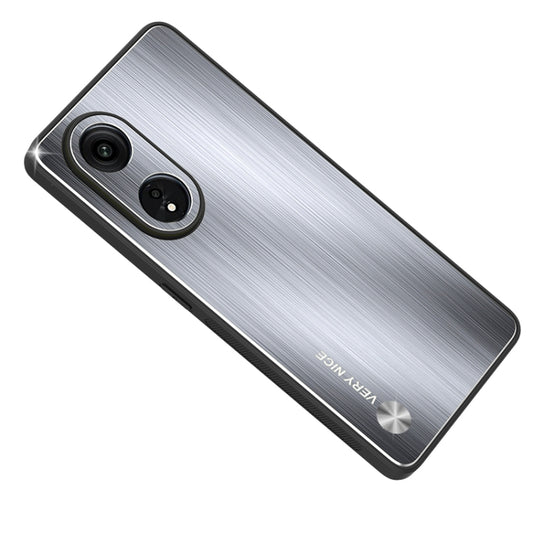 For OPPO A1 Pro / A98 Metal Brushed Texture Shockproof Phone Case(Silver) - OPPO Cases by PMC Jewellery | Online Shopping South Africa | PMC Jewellery | Buy Now Pay Later Mobicred