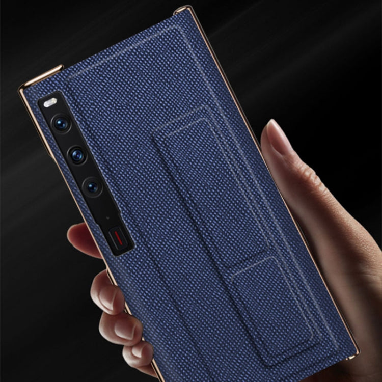 For Huawei Mate Xs 2 Electroplated Cross Pattern Leather All-inclusive Phone Case with Stand(Black) - Huawei Cases by PMC TechLife | Online Shopping South Africa | PMC TechLife | Buy Now Pay Later Mobicred