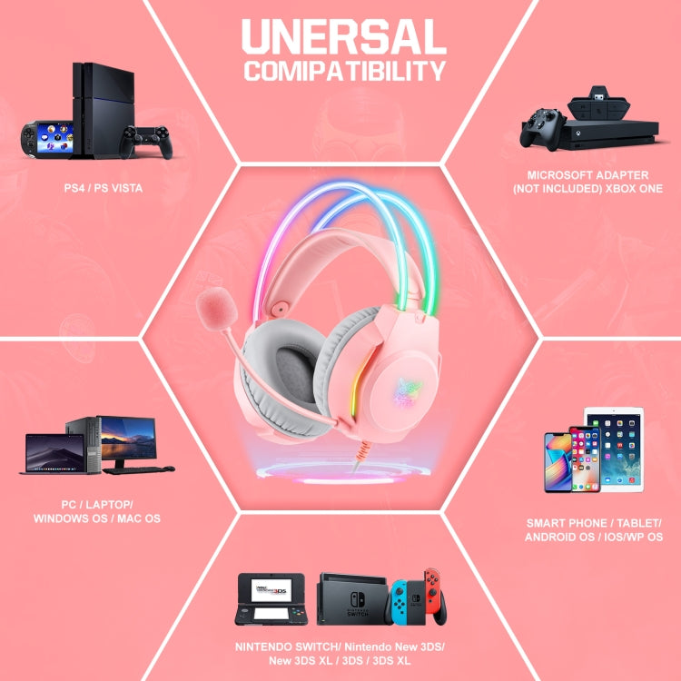 X26 USB+3.5mm RGB Wired Gaming Headset(Pink) - free shipping - PMC Jewellery - Order now!