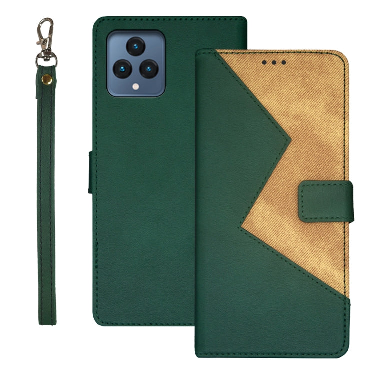 For T-Mobile REVVL 6 5G idewei Two-color Splicing Leather Phone Case(Green) - More Brand by idewei | Online Shopping South Africa | PMC Jewellery | Buy Now Pay Later Mobicred