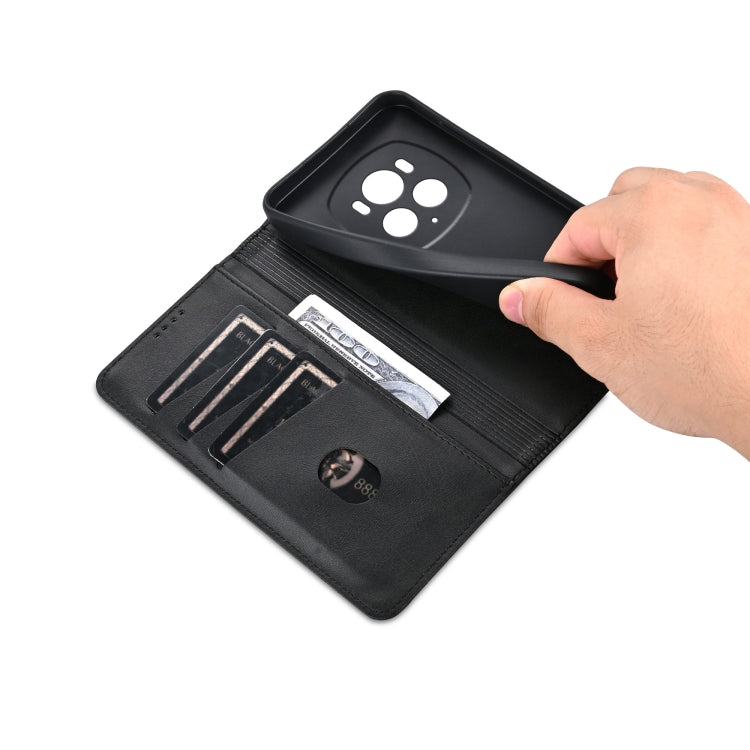 For Honor Magic6 Pro AZNS Magnetic Calf Texture Flip Leather Phone Case(Black) - free shipping - PMC Jewellery - Order now!