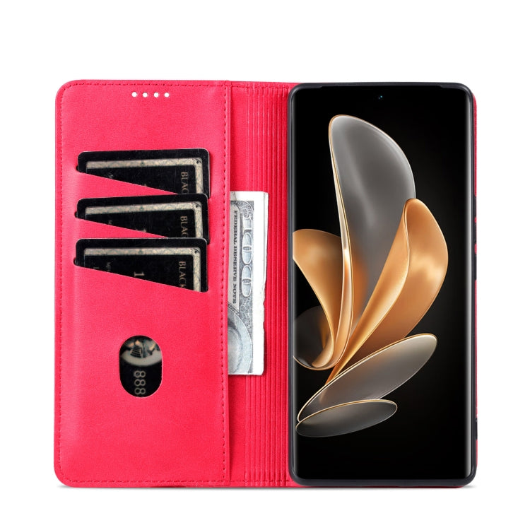 For Honor Magic6 Pro AZNS Magnetic Calf Texture Flip Leather Phone Case(Red) - free shipping - PMC Jewellery - Order now!