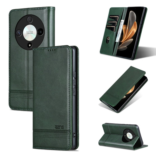 For Honor Magic6 Lite 5G/X9b AZNS Magnetic Calf Texture Flip Leather Phone Case(Dark Green) - Honor Cases by AZNS | Online Shopping South Africa | PMC Jewellery | Buy Now Pay Later Mobicred