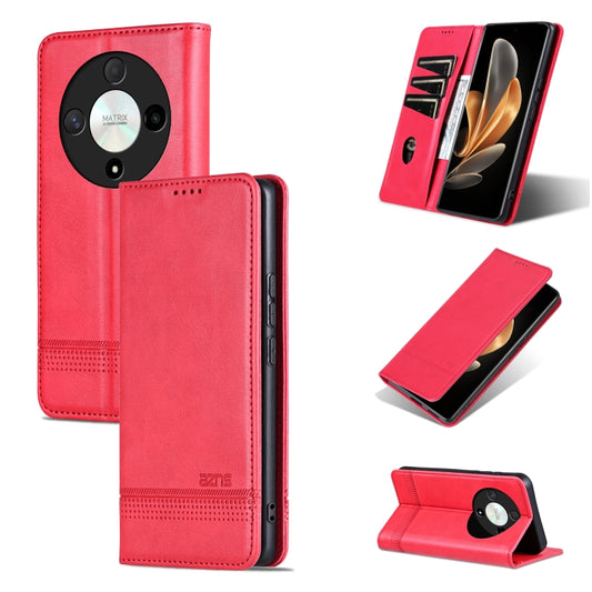 For Honor Magic6 Lite 5G/X9b AZNS Magnetic Calf Texture Flip Leather Phone Case(Red) - Honor Cases by AZNS | Online Shopping South Africa | PMC Jewellery | Buy Now Pay Later Mobicred